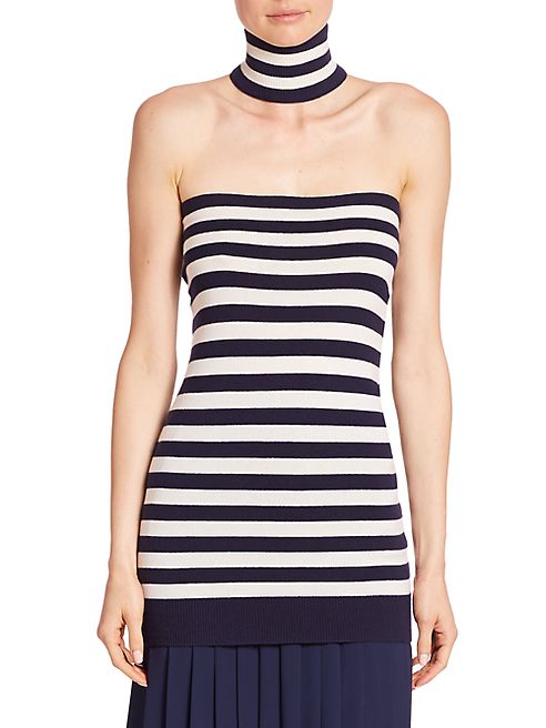 Michael Kors Collection - Stripe Cashmere Tube Top & Choker