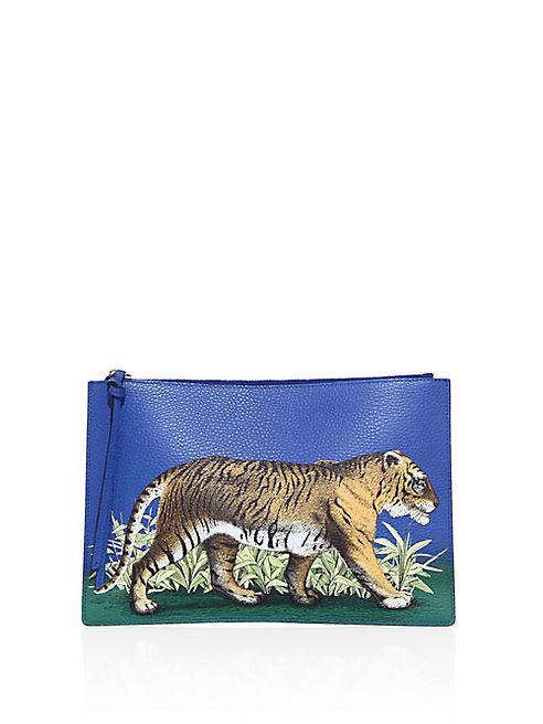 Gucci - Tiger-Print Leather Pouch