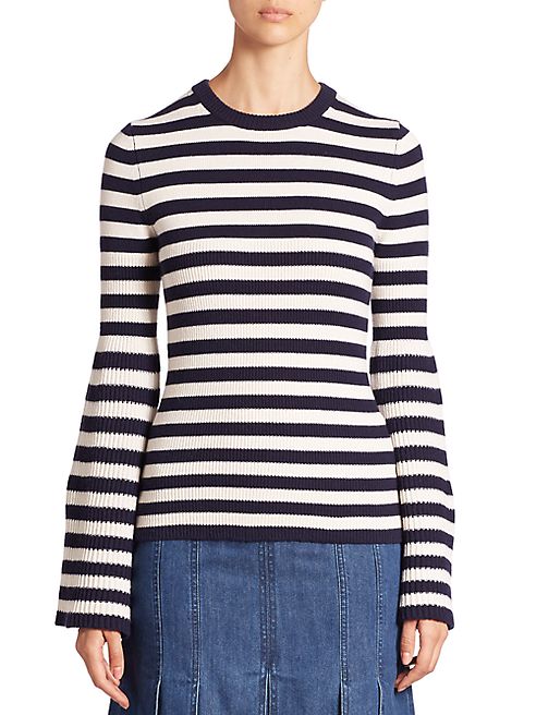 Michael Kors Collection - Striped Cashmere Bell-Sleeve Sweater