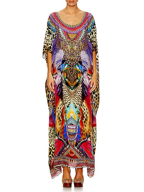 Camilla - Jambo Jambo Mixed-Printed Silk Caftan