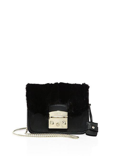 Furla - Metropolis Megamix Mini Leather & Mink Fur Crossbody Bag