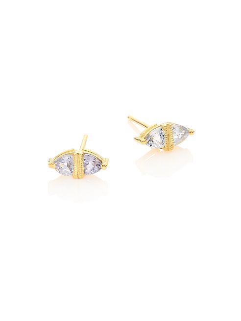 ILA - Sage White Sapphire & 14K Yellow Gold Stud Earrings