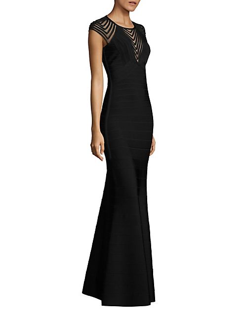 Herve Leger - Knit Cap Sleeve Gown