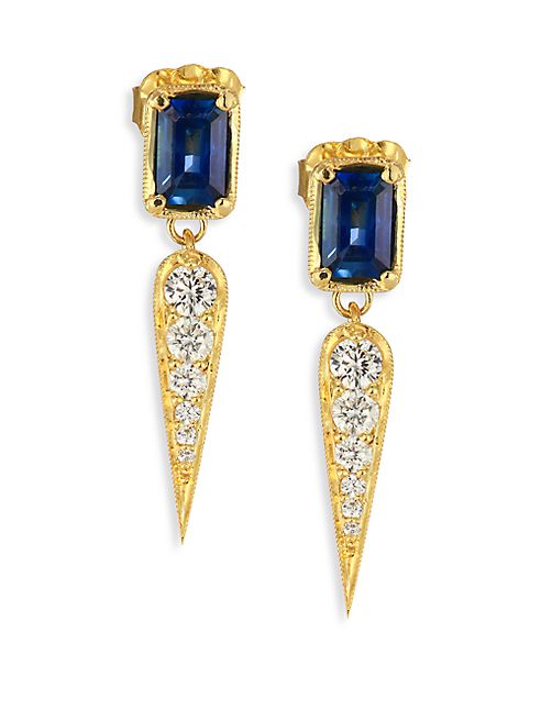 ILA - Claude Diamond, Blue Sapphire & 14K Yellow Gold Drop Earrings