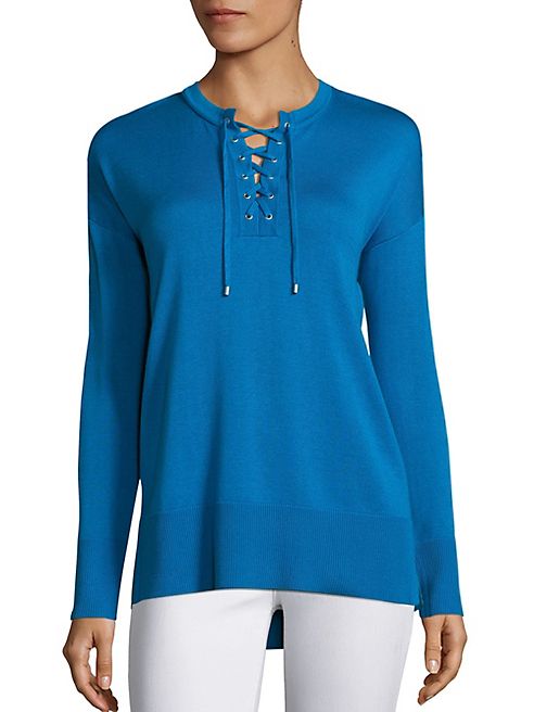 Saks Fifth Avenue Collection - Silk & Cashmere Lace-Up Top