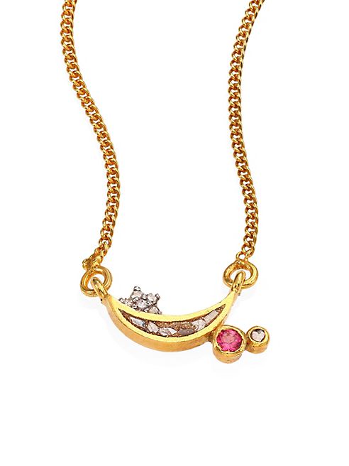 Shana Gulati - Kolar Diamond & Pink Tourmaline Pendant Necklace