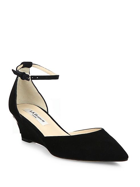 L.K. Bennett - Alex Suede Ankle-Strap Demi-Wedge Sandals