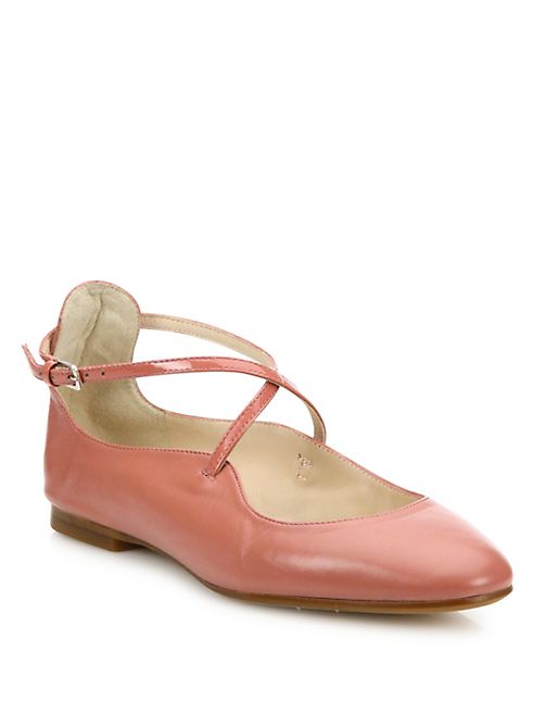 L.K. Bennett - Nessie Leather Crisscross Flats