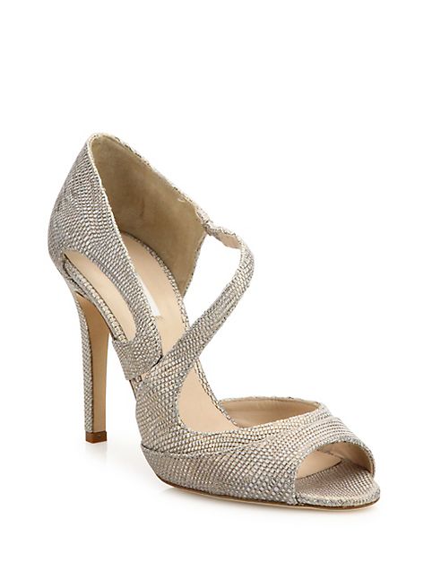 L.K. Bennett - Valentina Metallic Lizard Asymmetric Sandals