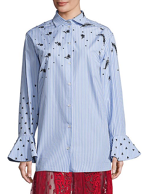 Valentino - Embroidered Button Front Top