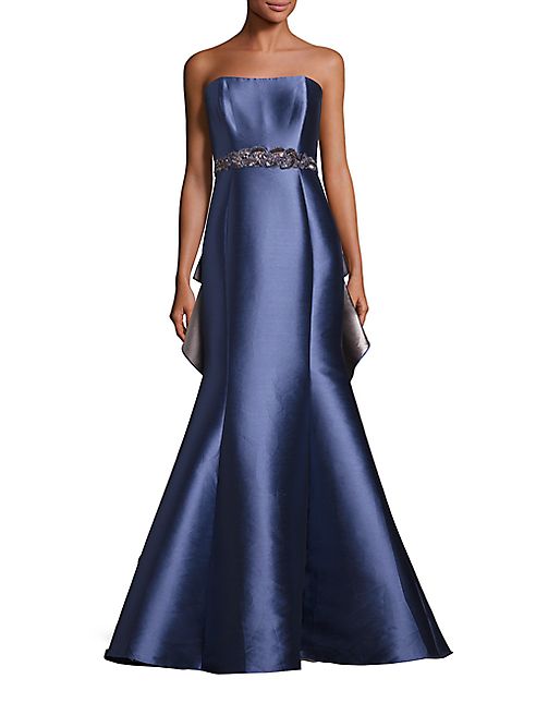 Badgley Mischka - Strapless Ruffle Back Gown