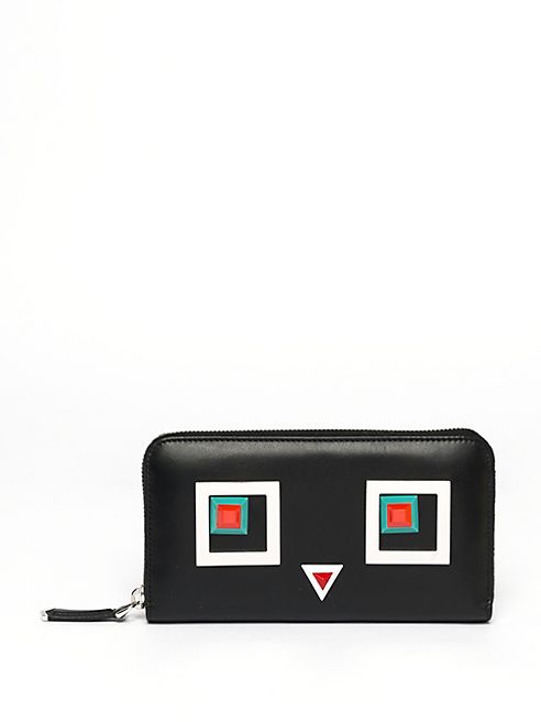 Fendi - 2Jours Square Eyes Leather Zip-Around Wallet