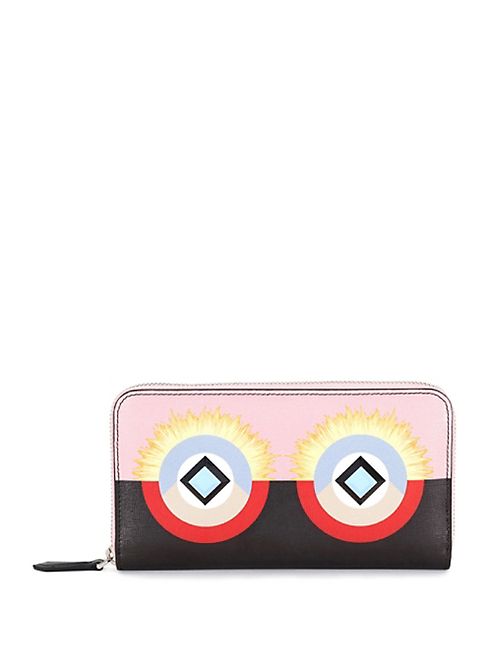 Fendi - Crayons Square Eyes Leather Zip-Around Wallet