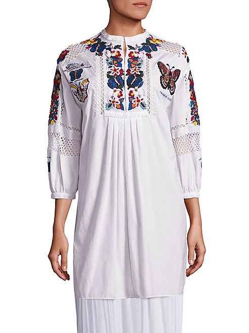 Valentino - Embroidered Beaded Cotton Tunic