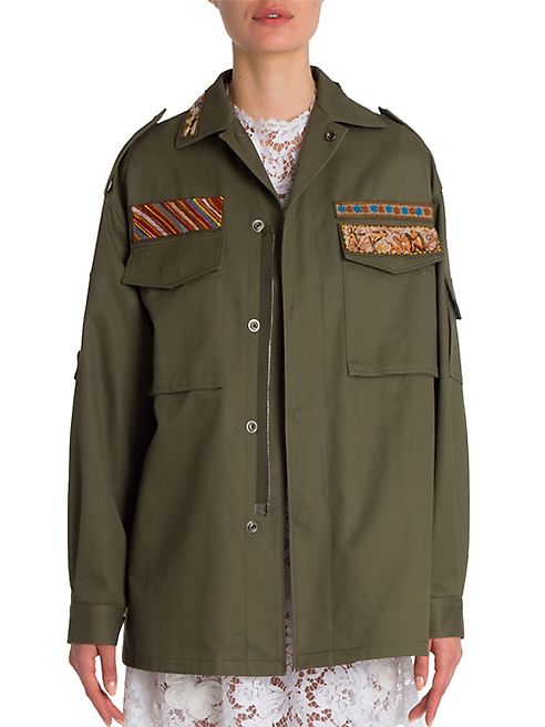 Valentino - Cigar Box Embroidered Cotton Utility Jacket