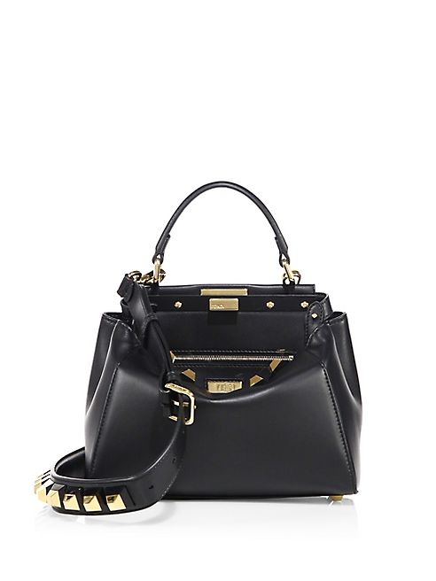 Fendi - Mini Peekaboo Studded Leather Satchel