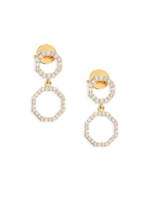 Phillips House - Double Open Hero Diamond & 14K Yellow Gold Drop Earrings