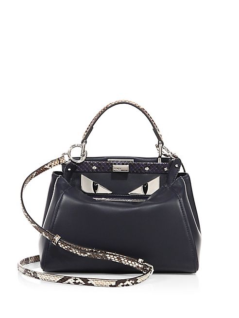 Fendi - Mini Peekaboo Leather & Python Satchel