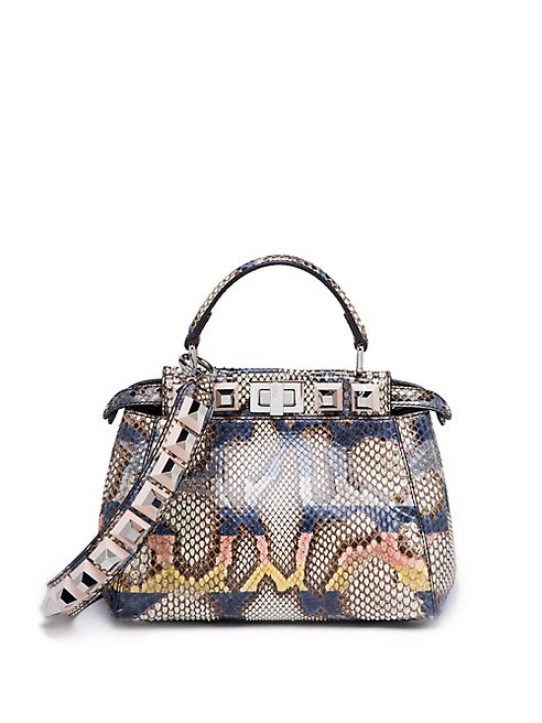 Fendi - Peekaboo Mini Studded Python Satchel