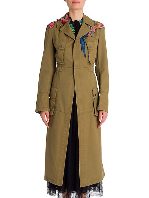 Valentino - Tropical Dream Embroidered Cotton Trench Coat