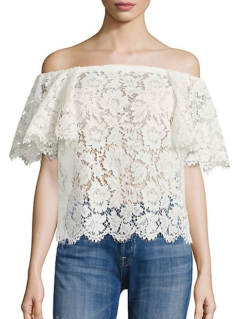 Valentino - Heavy Lace Off-The-Shoulder Top