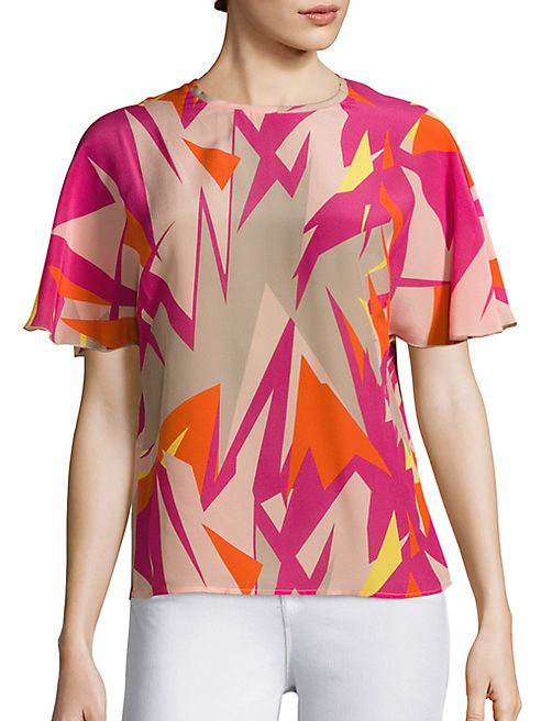 M Missoni - Abstract Palm Silk Top