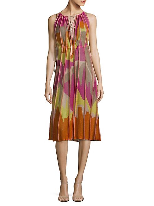 M Missoni - Geometric Intarsia Tie-Waist Dress