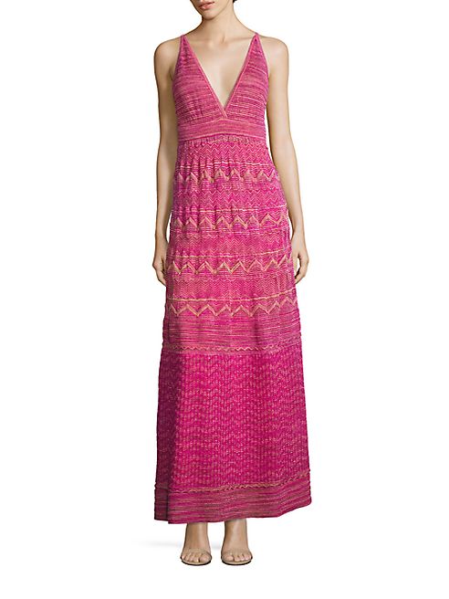 M Missoni - Open Back Zigzag Striped Maxi Dress