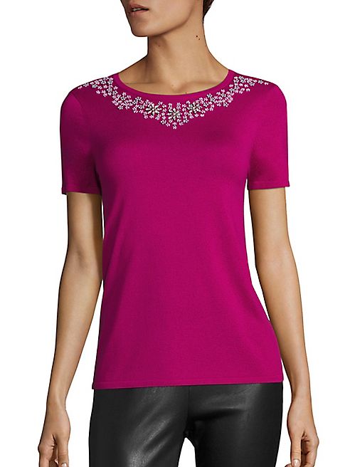 Saks Fifth Avenue Collection - Embellished Silk & Cashmere Top