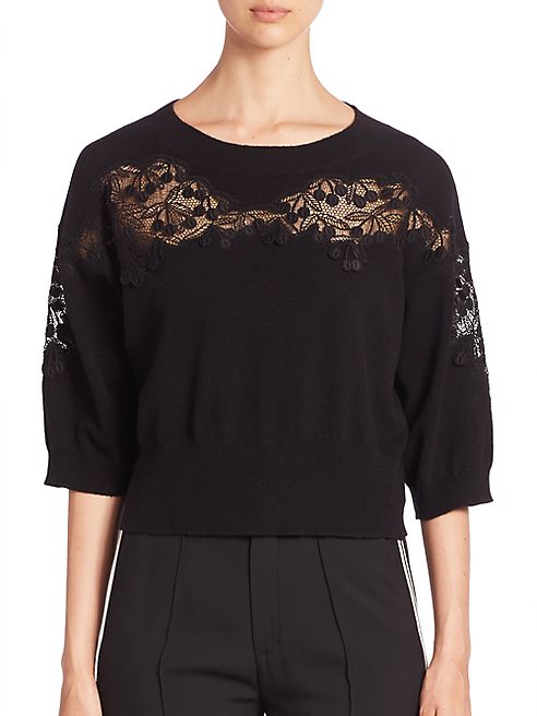 Chloé - Cherry Lace Cropped Sweater