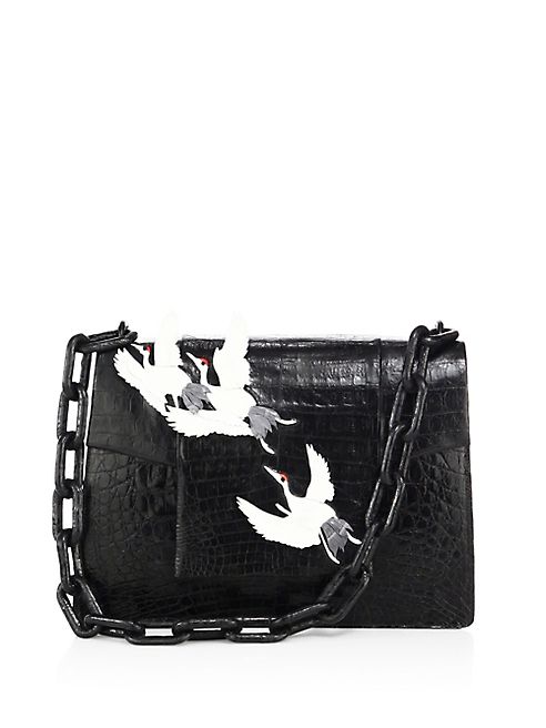 Nancy Gonzalez - Large Crocodile Flap-Top Chain Shoulder Bag