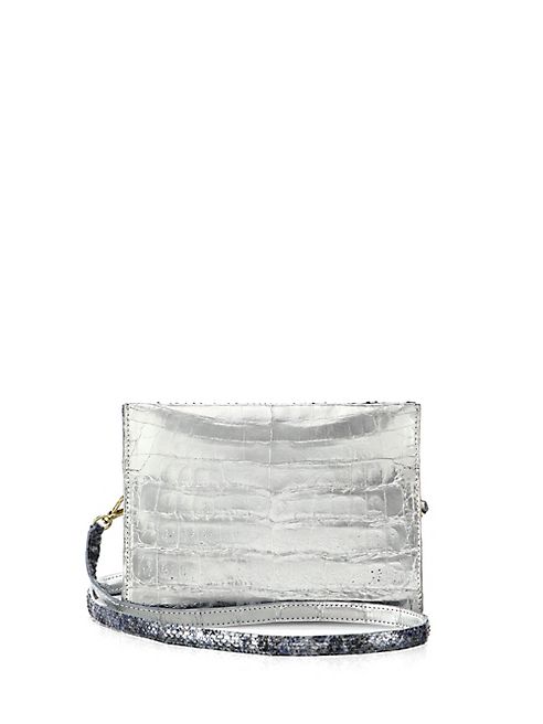 Nancy Gonzalez - Small Square Metallic Crocodile & Python Clutch