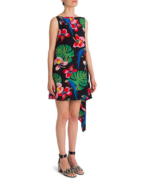 Valentino - Tropical Dream Drape-Back Silk Dress