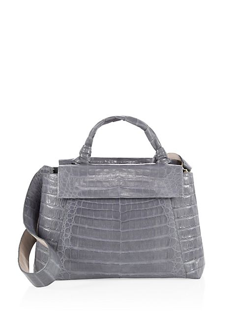 Nancy Gonzalez - Medium Double Tie-Knot Crocodile Flap Tote