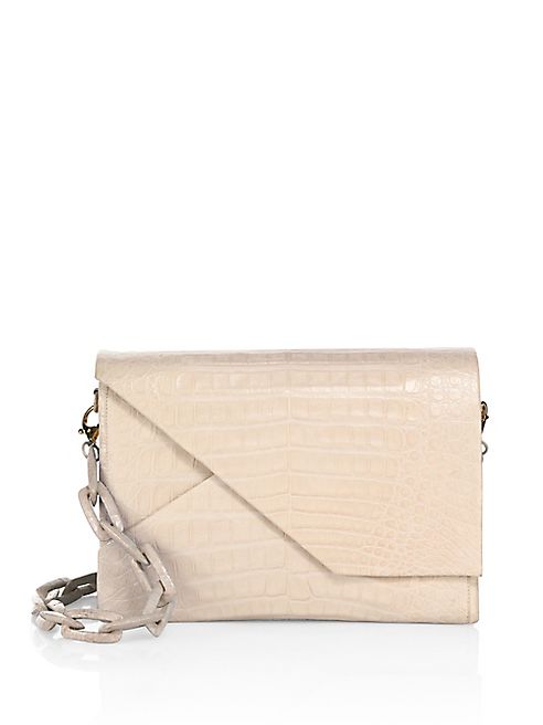 Nancy Gonzalez - Origami-Flap Crocodile Chain Shoulder Bag