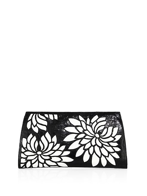 Nancy Gonzalez - Floral Crocodile Slicer Clutch