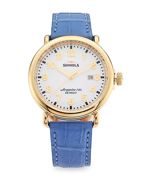 Shinola - Runwell Goldtone Stainless Steel & Alligator Strap Watch