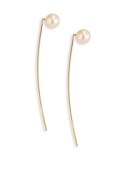 Zoe Chicco - 6MM White Freshwater Pearl & 14K Yellow Gold Wire Earrings