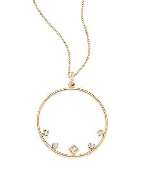 Zoe Chicco - Mixed Diamond & 14K Yellow Gold Circle Necklace