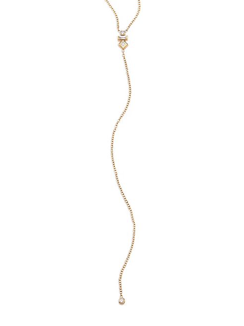 Zoe Chicco - Mixed Diamond & 14K Yellow Gold Lariat Necklace