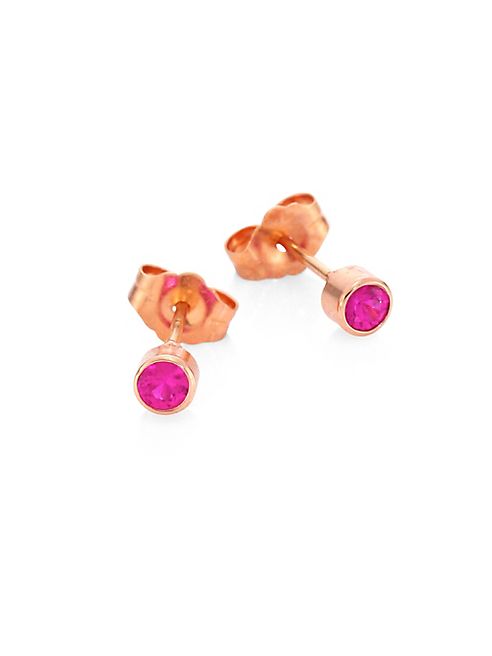 Zoe Chicco - Ruby & 14k Rose Gold Stud Earrings