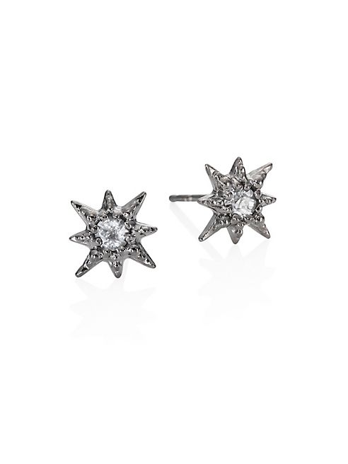 Anzie - Aztec Starburst White Topaz Micro Stud Earrings