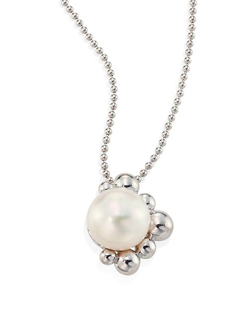 Anzie - Bubbling Brook Dew Drop 9-10MM Cultured Freshwater Pearl & Sterling Silver Pendant Necklace