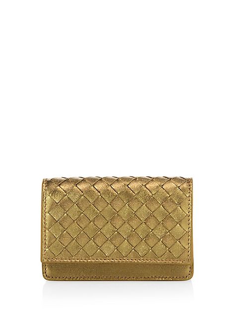 Bottega Veneta - Intrecciato Metallic Leather Flap Wallet