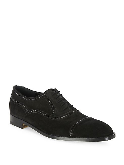 Manolo Blahnik - Perlita Studded Suede Oxford Shoes