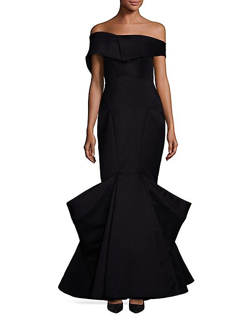 Zac Posen - Asymmetric Off-The-Shoulder Bustier Gown