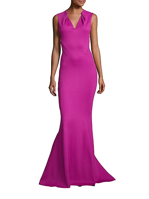 Zac Posen - Sleeveless Draped V-Neck Gown