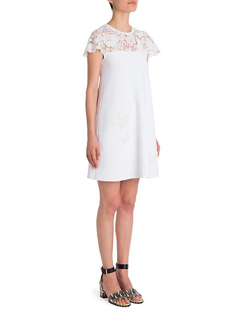 Valentino - Lace-Yoke Butterfly Knit Dress