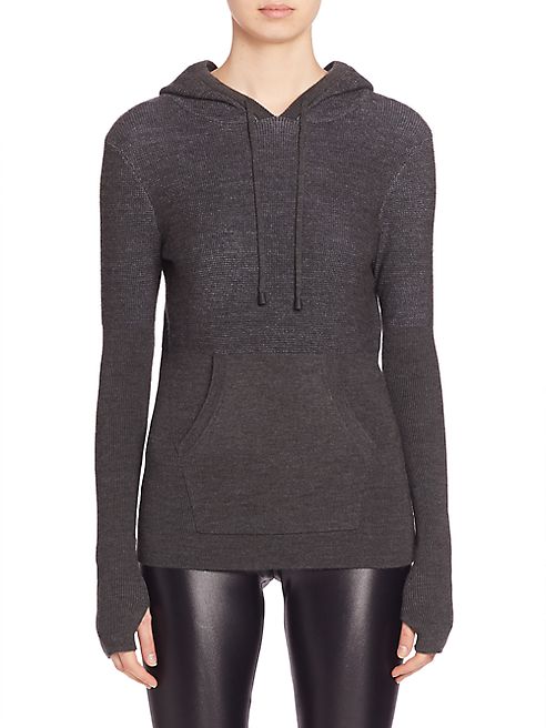 Blanc Noir - Half Back Wool Blend Hoodie Sweater