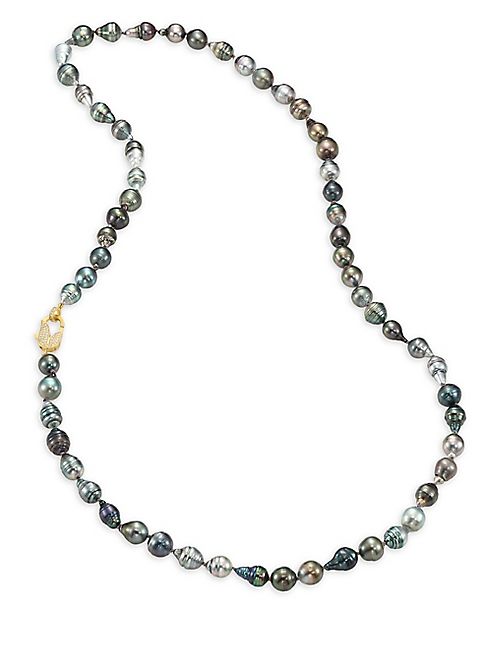 Jordan Alexander - 12MM-15MM Grey Baroque Tahitian Freshwater Pearl & Diamond Strand Necklace/36